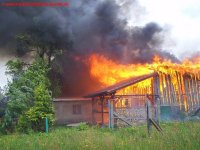 Scheunenbrand in Horka - Wohnhaus gerettet